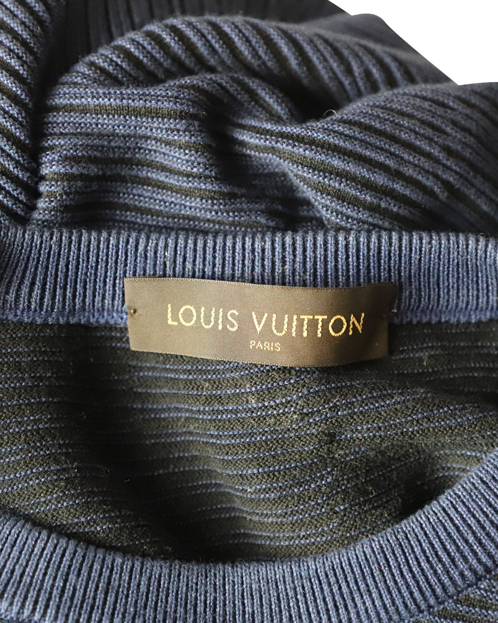 Louis Vuitton Striped Crewneck Sweater in Navy Cotton