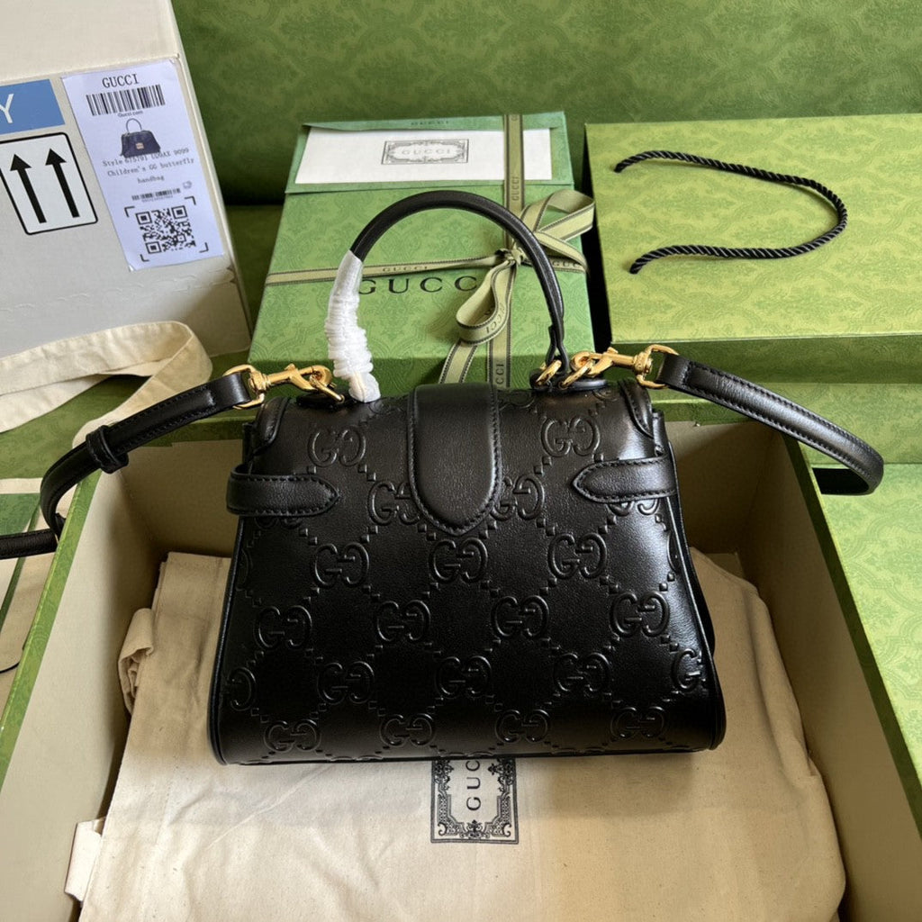Glami Small Glami Top Handle Bag Black Debossed For Women 11in/29cm Glami 675791 UD9AG 1000