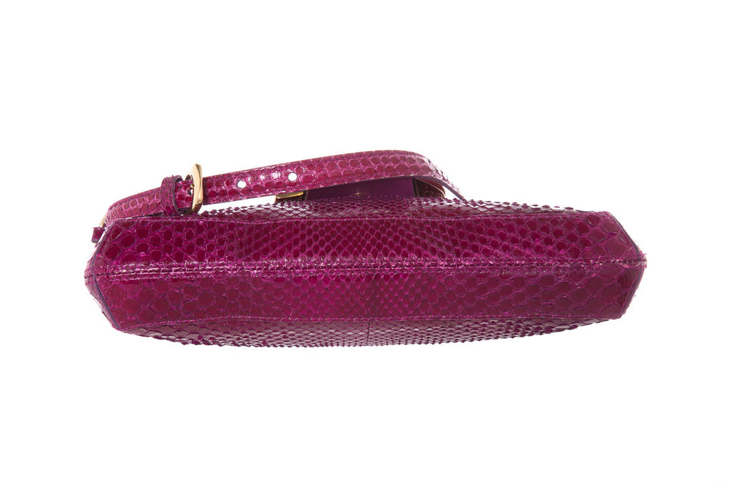 Sergio Rossi Magenta Lizard Skin Shoulder Bag