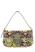 Fendi Black & Pink Snake Trimmed Beaded Baguette