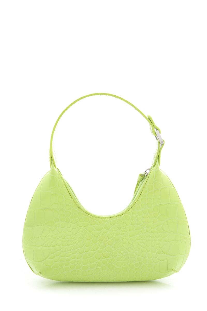 By Far "Amber" Lime  Embossed Croc Leather Handbag