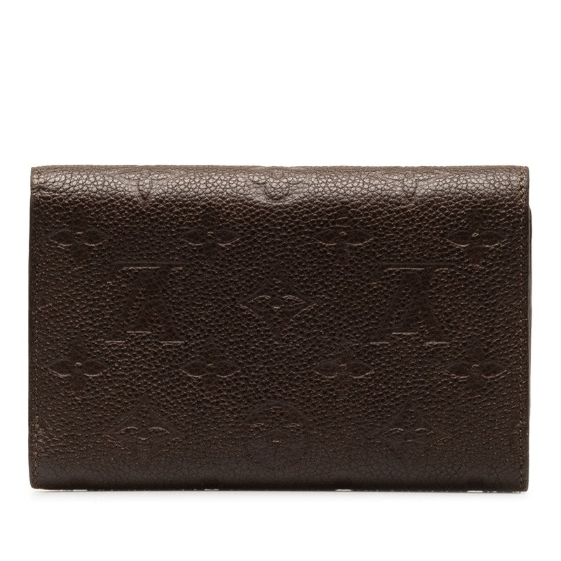 Louis Vuitton Monogram Amplant Portefolio Curry Compact Three Fold Wallet M60543 Tear Brown  Leather  Louis Vuitton