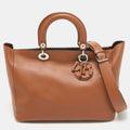 Dior Brown Leather Diorissimo Zip Shopper Tote..