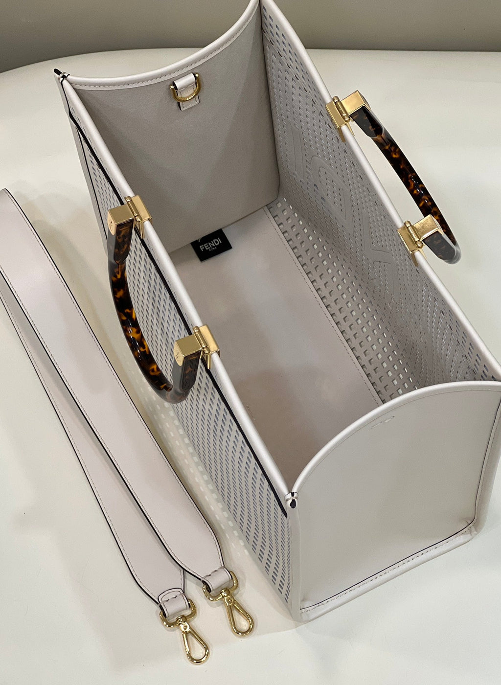 FI FI Sunshine MeGLAMIum Two-toned perforated Bag For Woman 37cm/14.5in