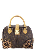 Louis Vuitton Vintage Brown Monogram Leopard Pleated Steamer Handbag