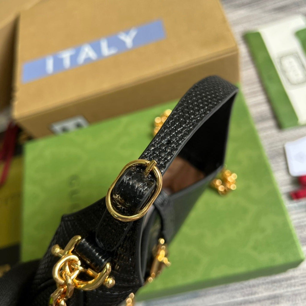 gg Jackie 1961 Lizard Mini Bag Black For Women, Women’s Bags 7.5in/19cm gg ‎675799 LUZ0G 1000