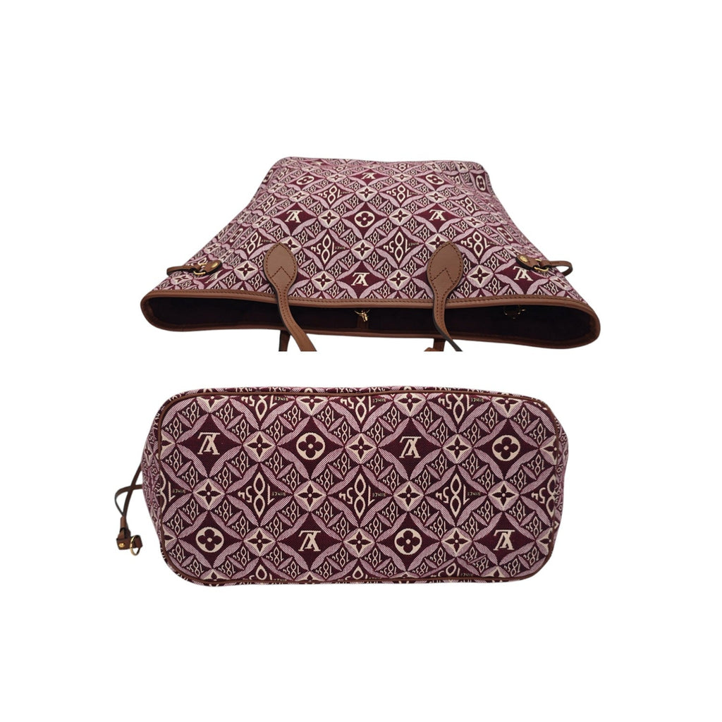 Louis Vuitton Jacquard Since 1854 Neverfull MM Tote w/ Pouch Bordeaux