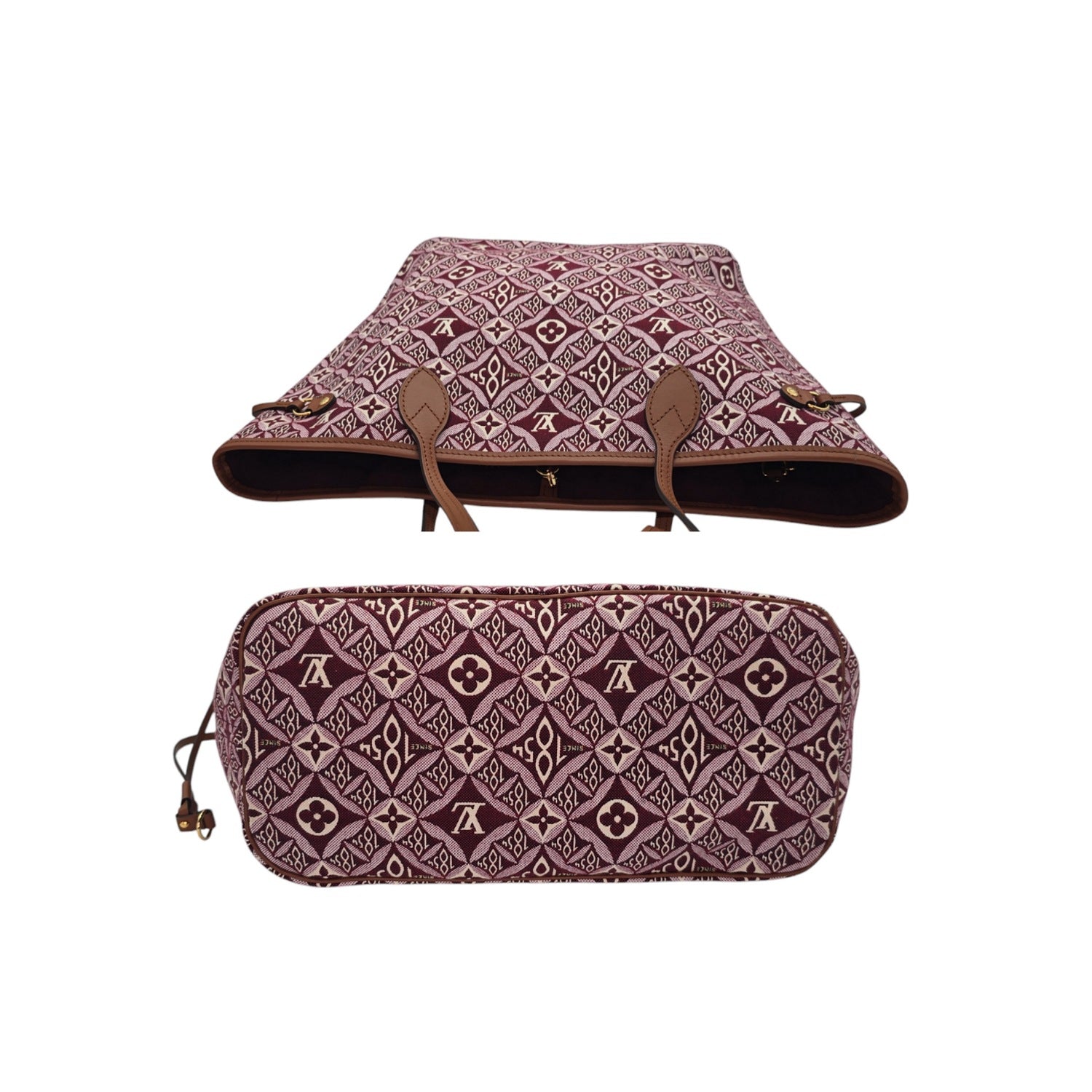 Louis Vuitton Jacquard Since 1854 Neverfull MM Tote w/ Pouch Bordeaux