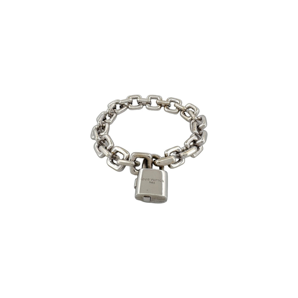 Louis Vuitton 18K White Gold Padlock & Square Link Bracelet