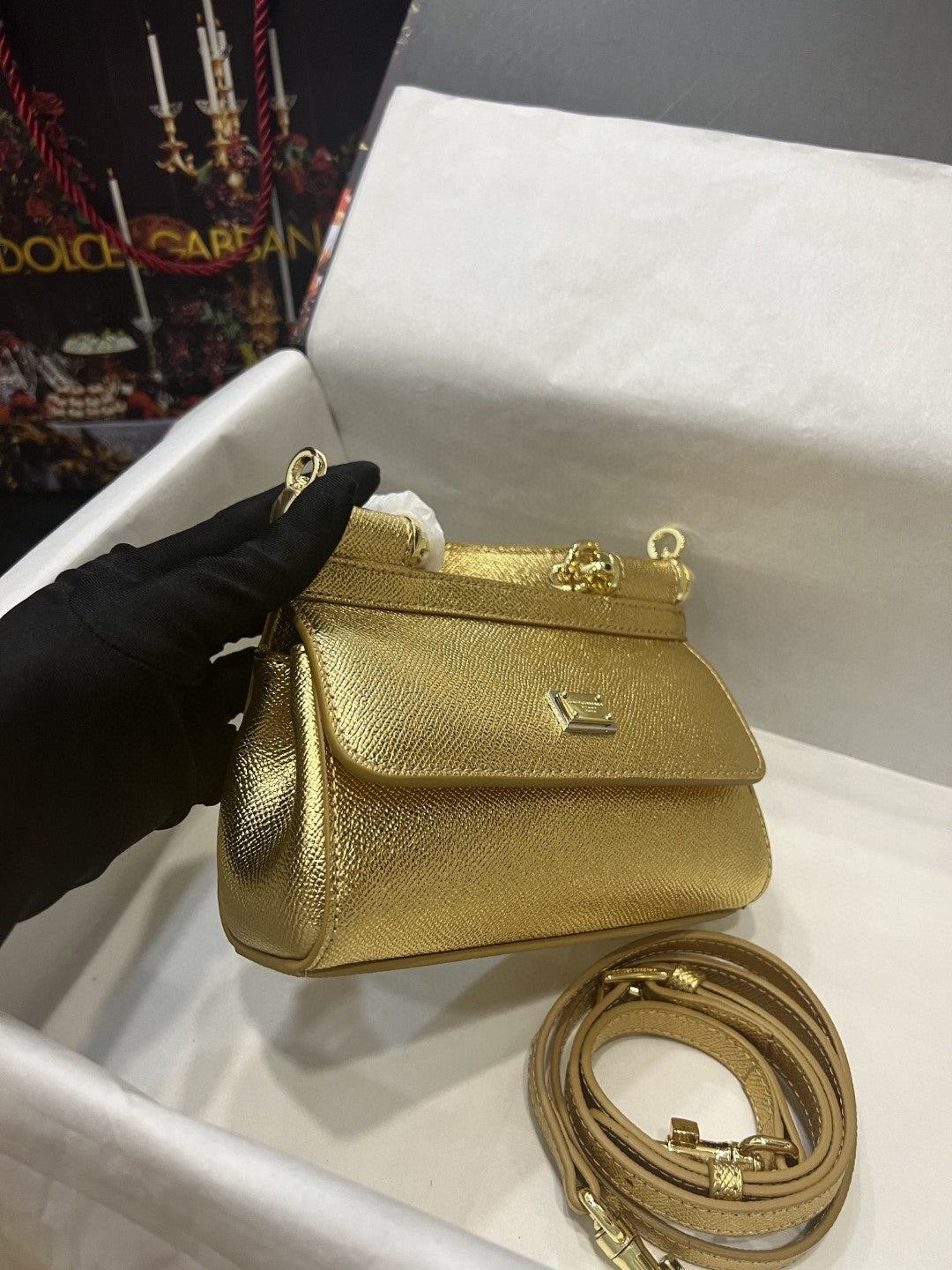 GLAMI Small Sicily Bag In Dauphine Gold For Women 7.5in/19cm GLAMIÃ‚Â 
