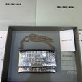 Balen Triplet Small Bag CrocoGLAMIle Embossed Silver, For Women,  Bags 8.3in/21cm