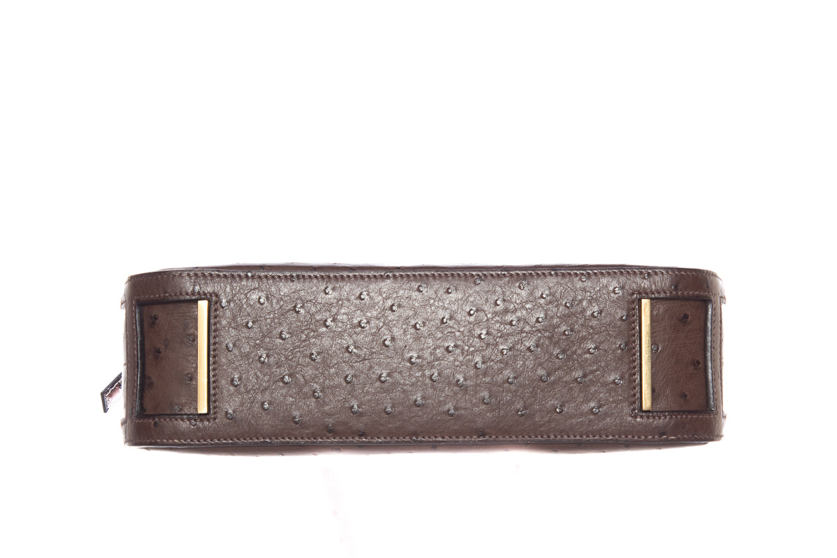 HermÃƒÆ’Ã‚Â¨s Brown Ostrich Escapade Handbag
