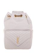YSL Blanc Chevron Quilted Backpack Handbag