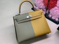 HM Kelly 28 Sellier Epsom Bag Grey/Yellow For Women, Women’s Handbags, Shoulder Bags 11in/28cm