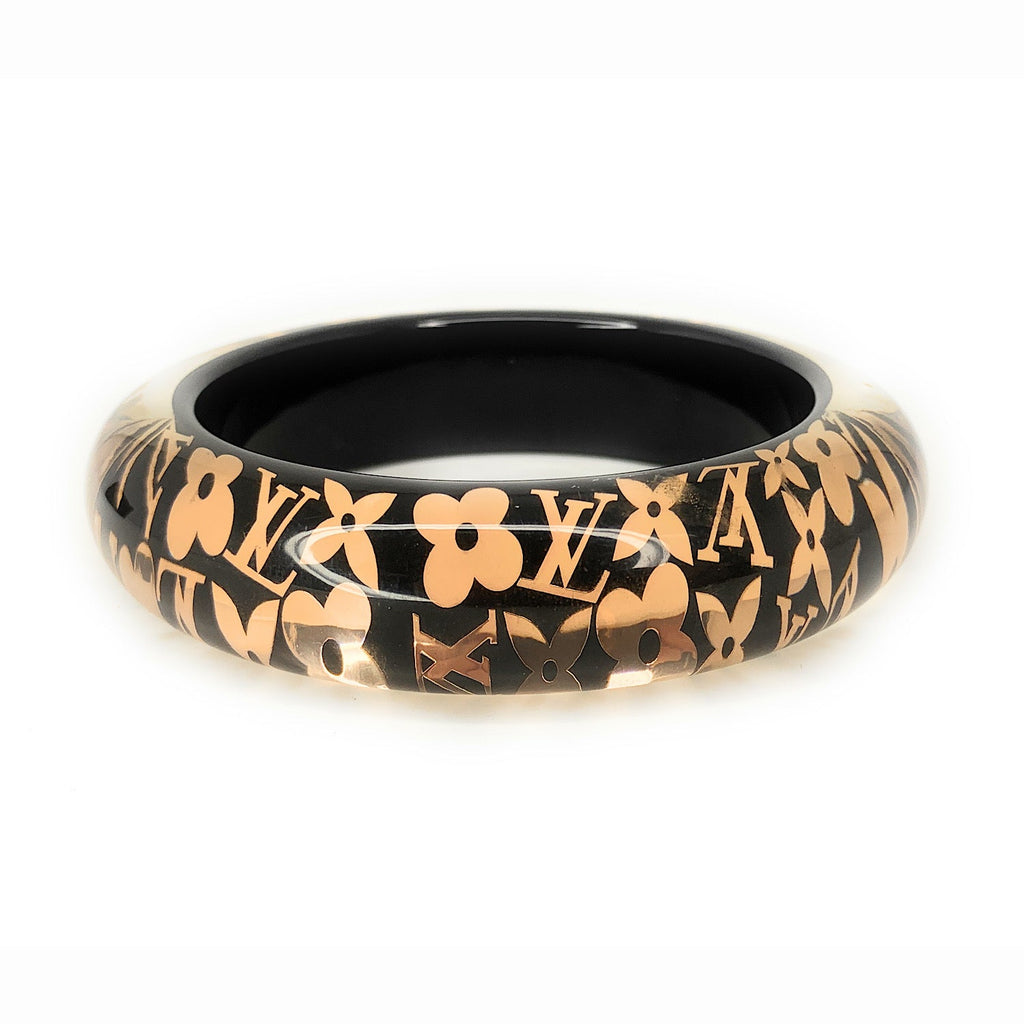 Louis Vuitton Aubergine & Gold LV Monogram Logo Inclusion Bangle Bracelet
