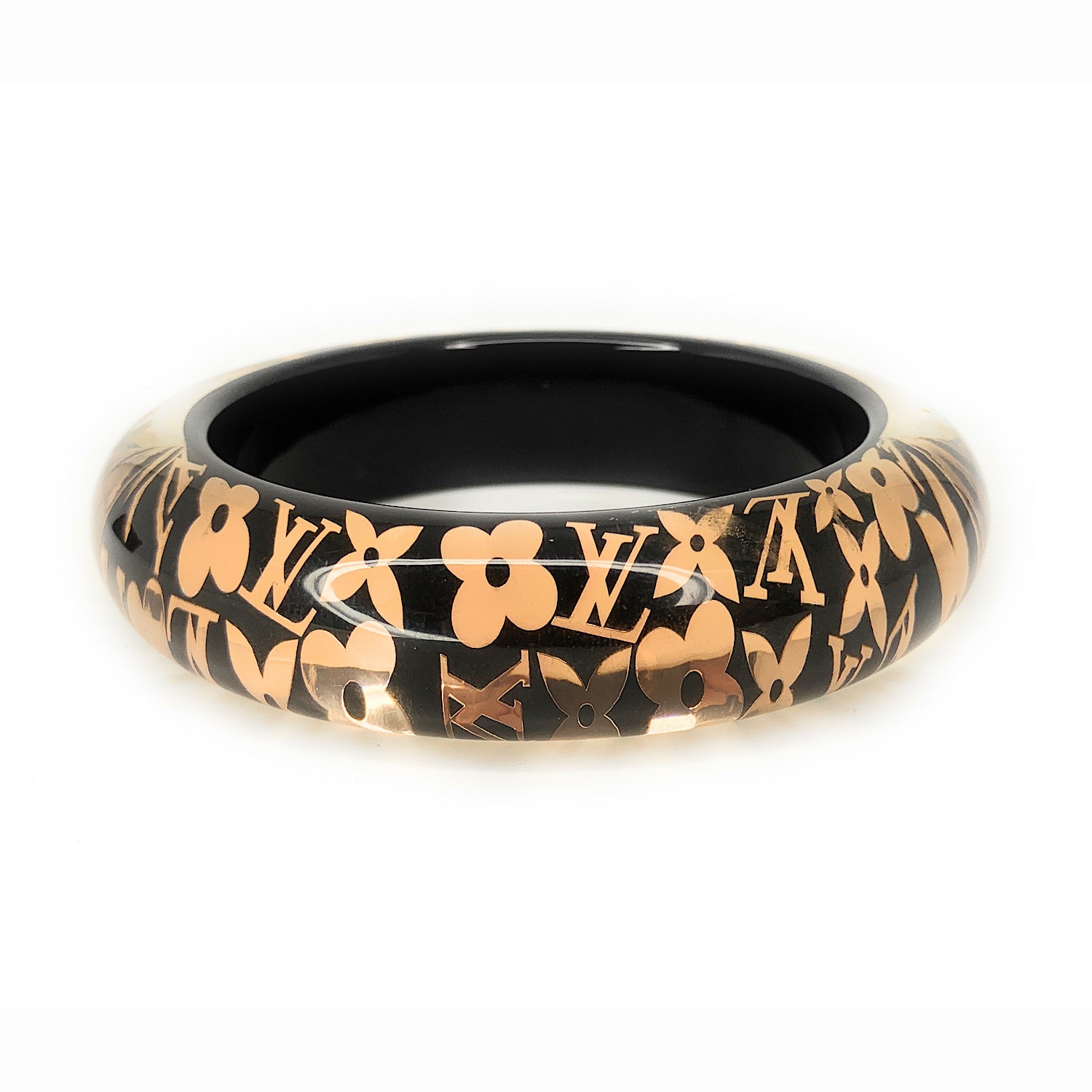 Louis Vuitton Aubergine & Gold LV Monogram Logo Inclusion Bangle Bracelet