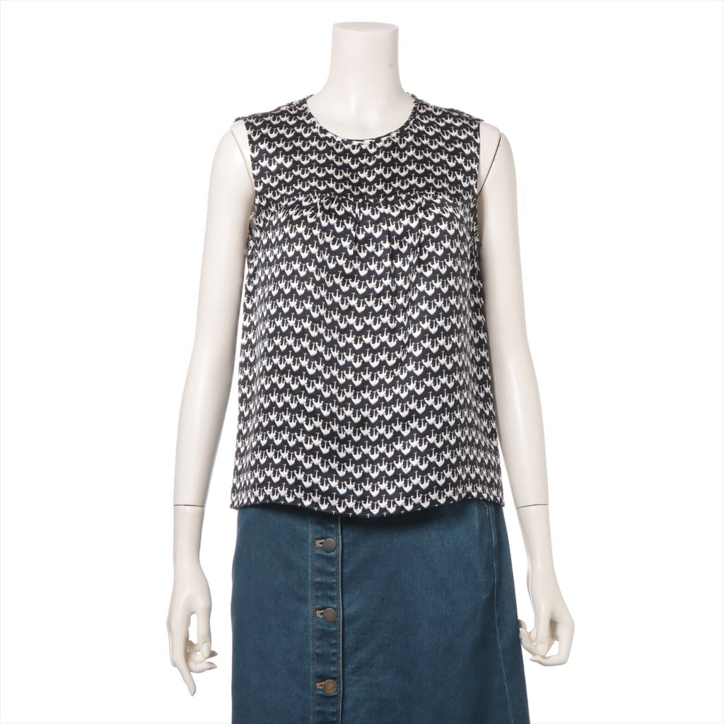 Louis Vuitton 08SS Silk Tank Top 36  Black x White RW081A