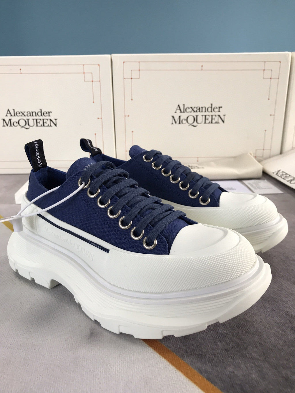 Alexander McQueen Tread Slick LaGLAMI Up Cotton Blue For Men