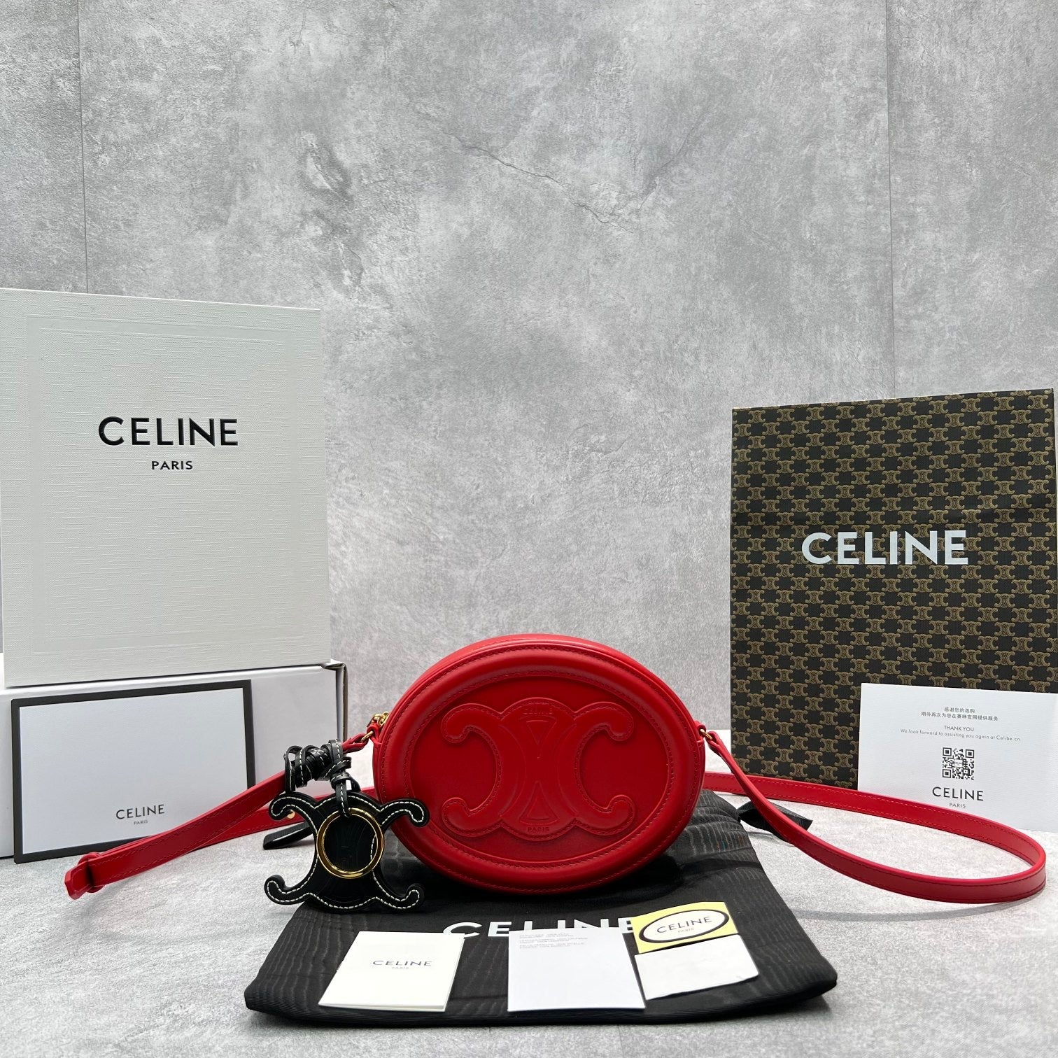 GLAMI Crossbody Oval Purse Cuir Triomphe Red For Women 6in/16cmÃƒâ€šÃ‚Â 