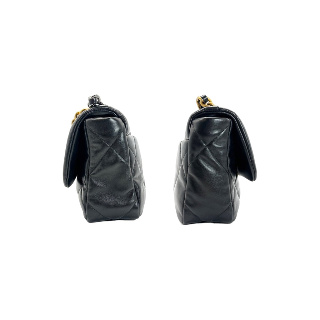Chanel 19 Quilted Lambskin CC Medium Black Flap Bag