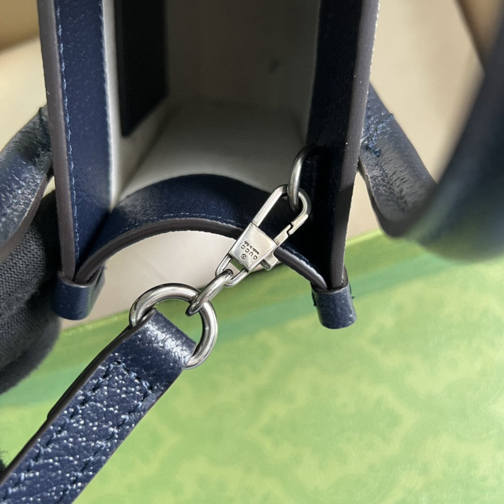 Glami Mini Tote Bag With Interlocking G Beige And Blue Glami Supreme Canvas For Women 7.8in/20cm 671623 K9GSN 4075