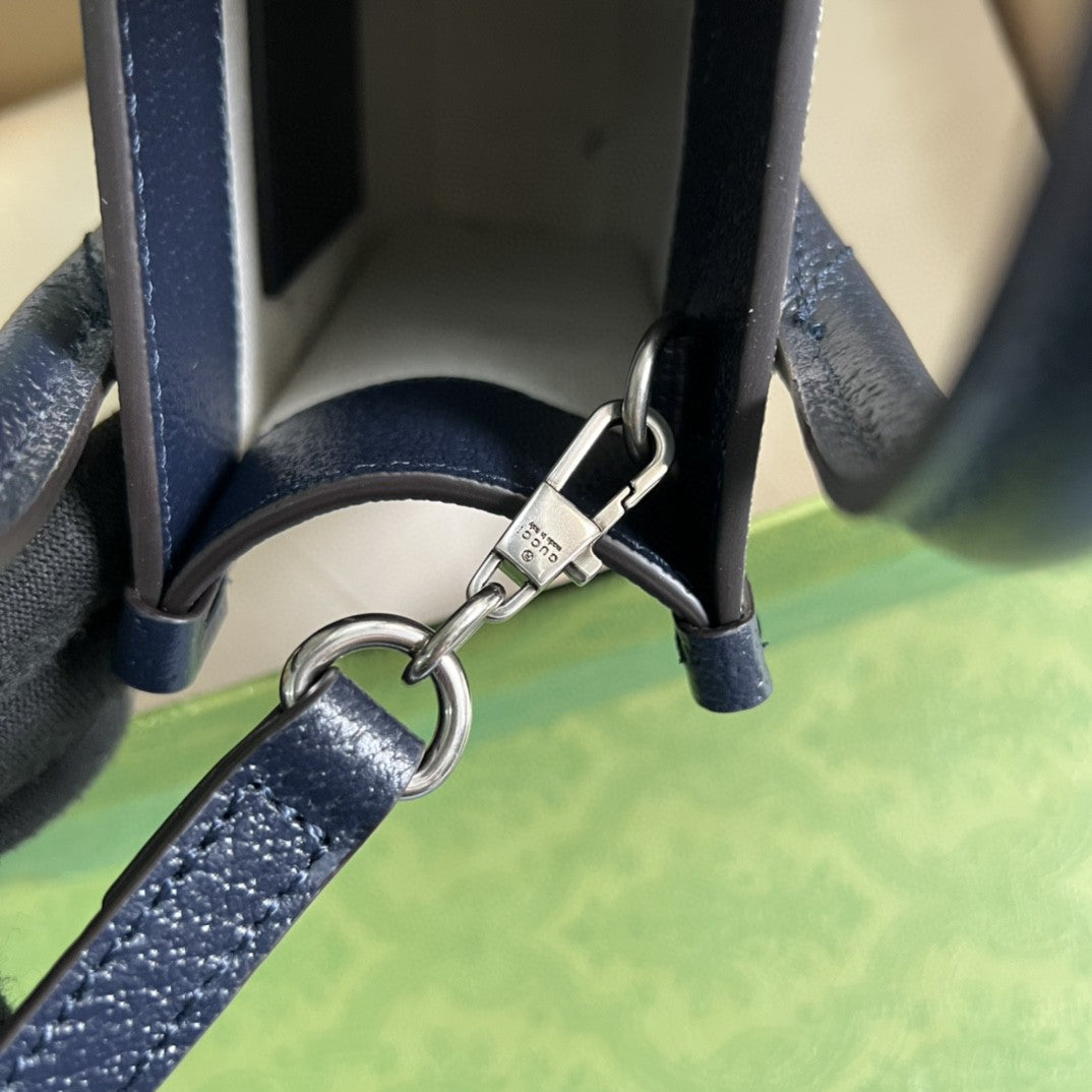 Glami Mini Tote Bag With Interlocking G Beige And Blue Glami Supreme Canvas For Women 7.8in/20cm 671623 K9GSN 4075