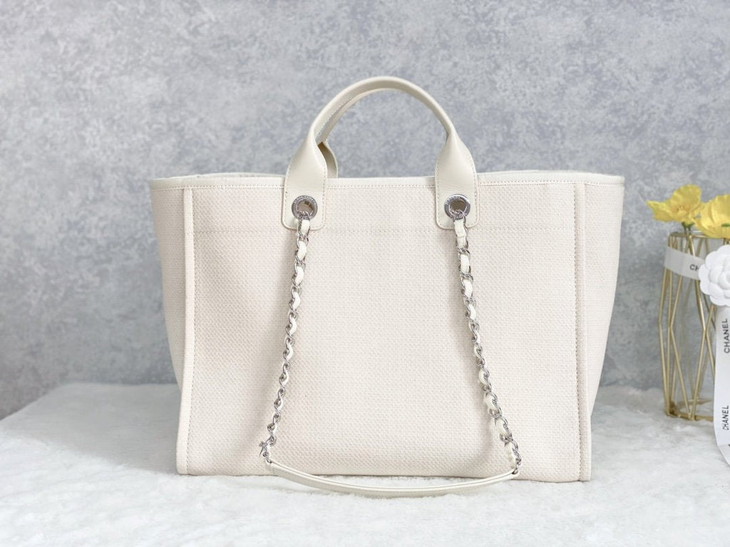 CHLSmall Shopping Bag Silver Hardware Cream For Women Handbags, Shoulder Bags 15.2in/39cm AS3257