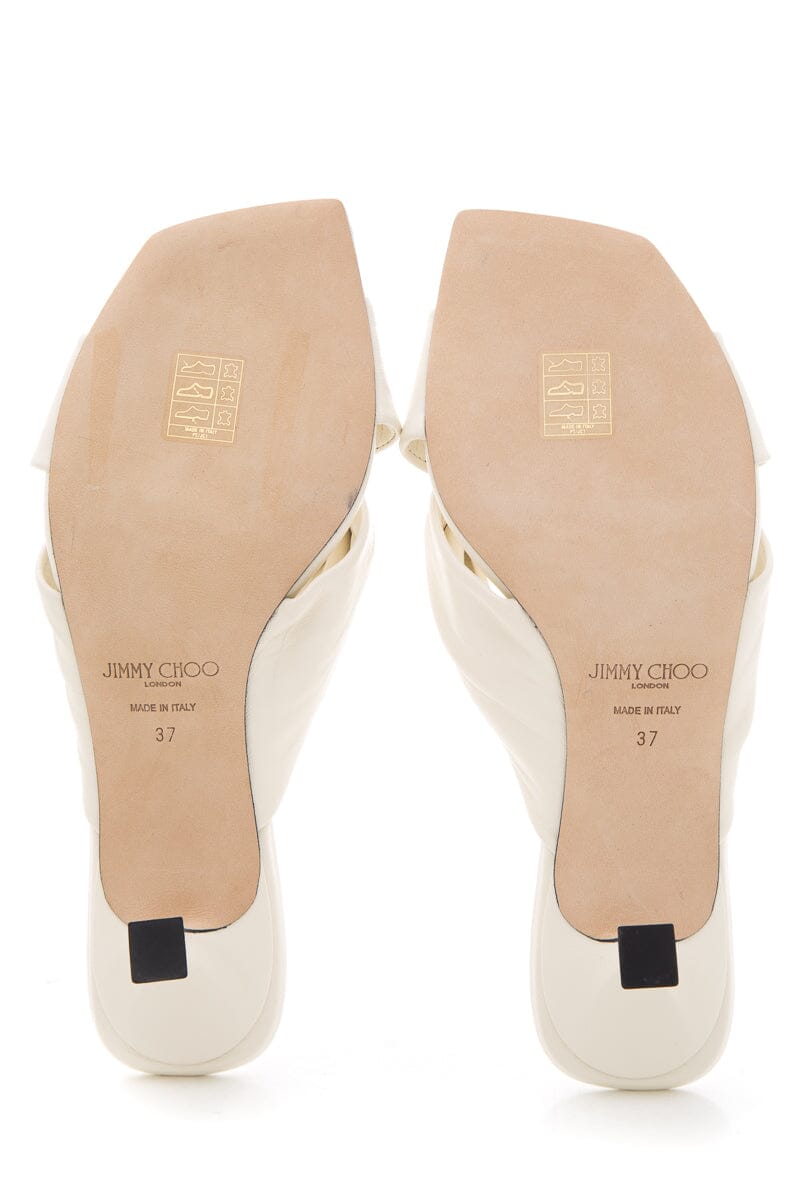 Jimmy Choo Ivory Leather Twist Knot Open Toe Sandals SZ 37