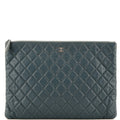 CHANEL O Case Clutch Quilted Caviar Large