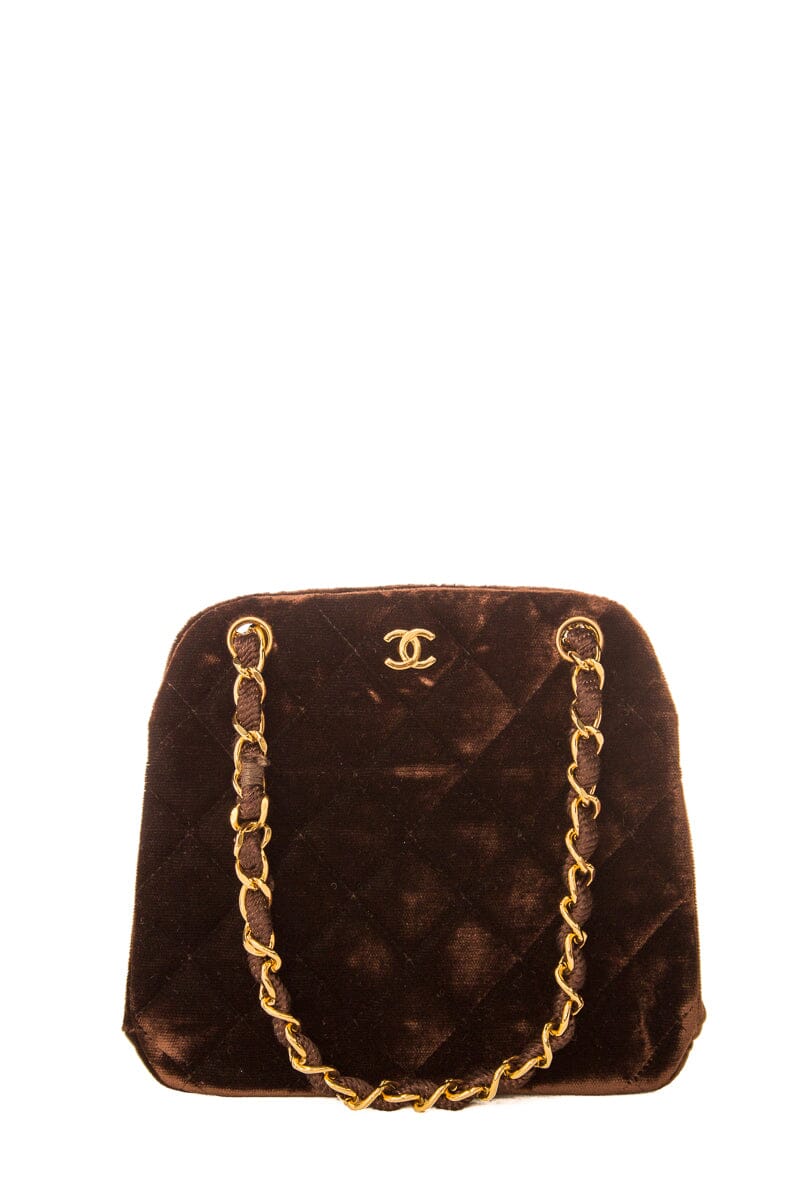 Chanel Chocolate Velvet Evening 24k hw Handbag