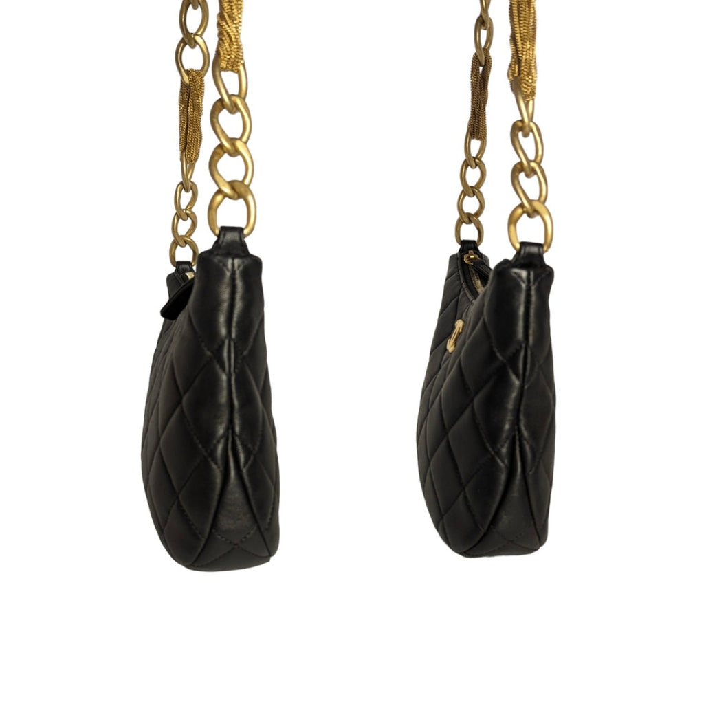 Chanel 23A Lambskin Quilted CC Chain Hobo Black