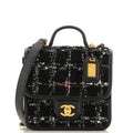 CHANEL School Memory Top Handle Flap Bag Quilted Tweed Mini