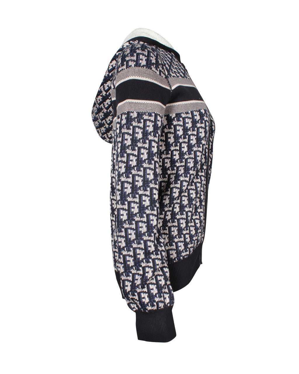 Dior Reversible Zipped Cardigan with Hood in Multicolor Cashmere