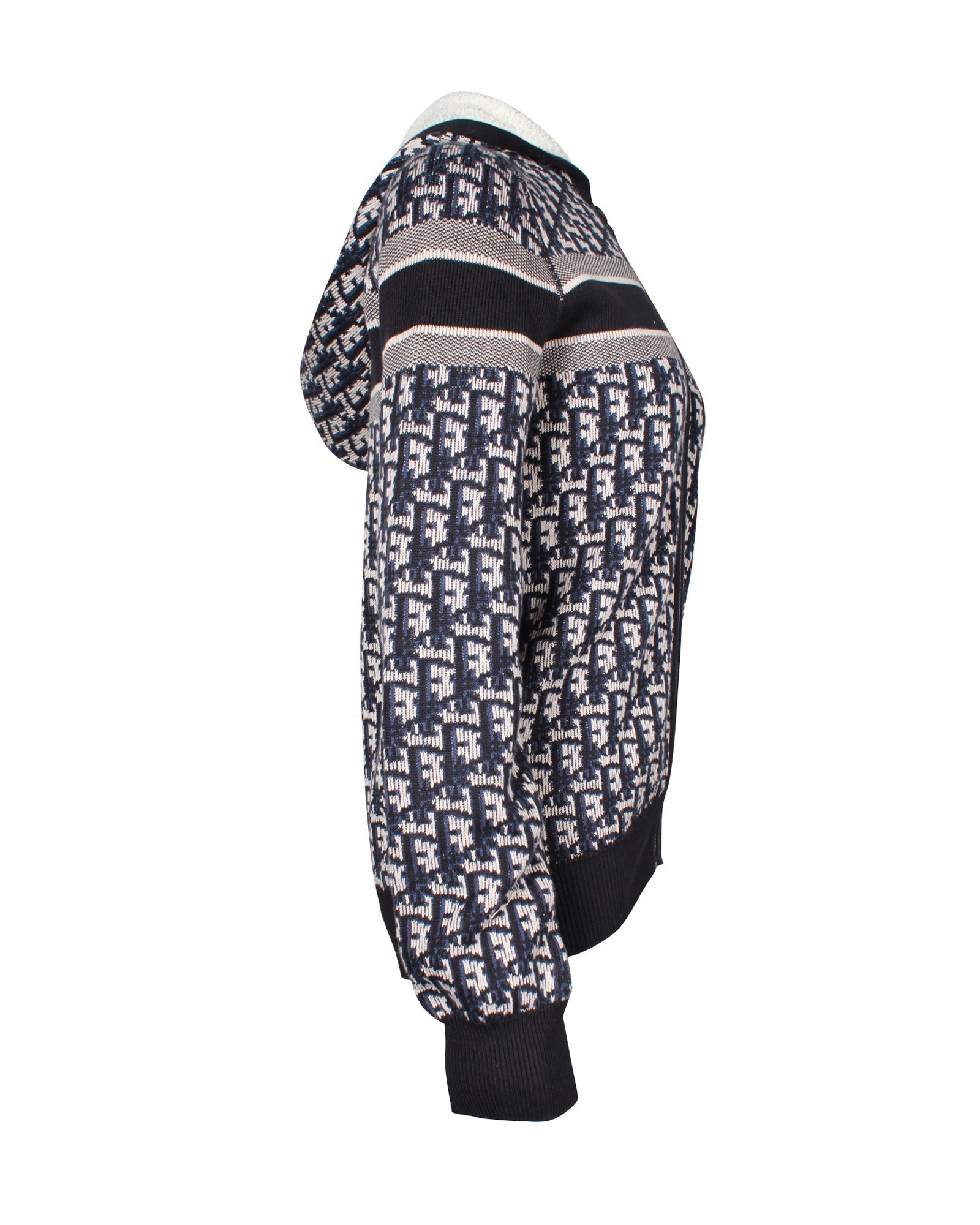 Dior Reversible Zipped Cardigan with Hood in Multicolor Cashmere