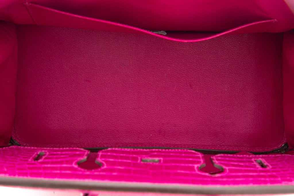 HermÃƒÆ’Ã‚Â¨s Birkin 35 Rose Shocking Crocodile Handbag