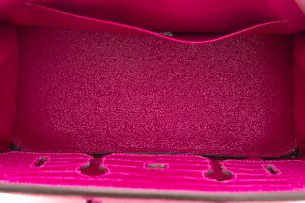 HermÃƒÆ’Ã‚Â¨s Birkin 35 Rose Shocking Crocodile Handbag