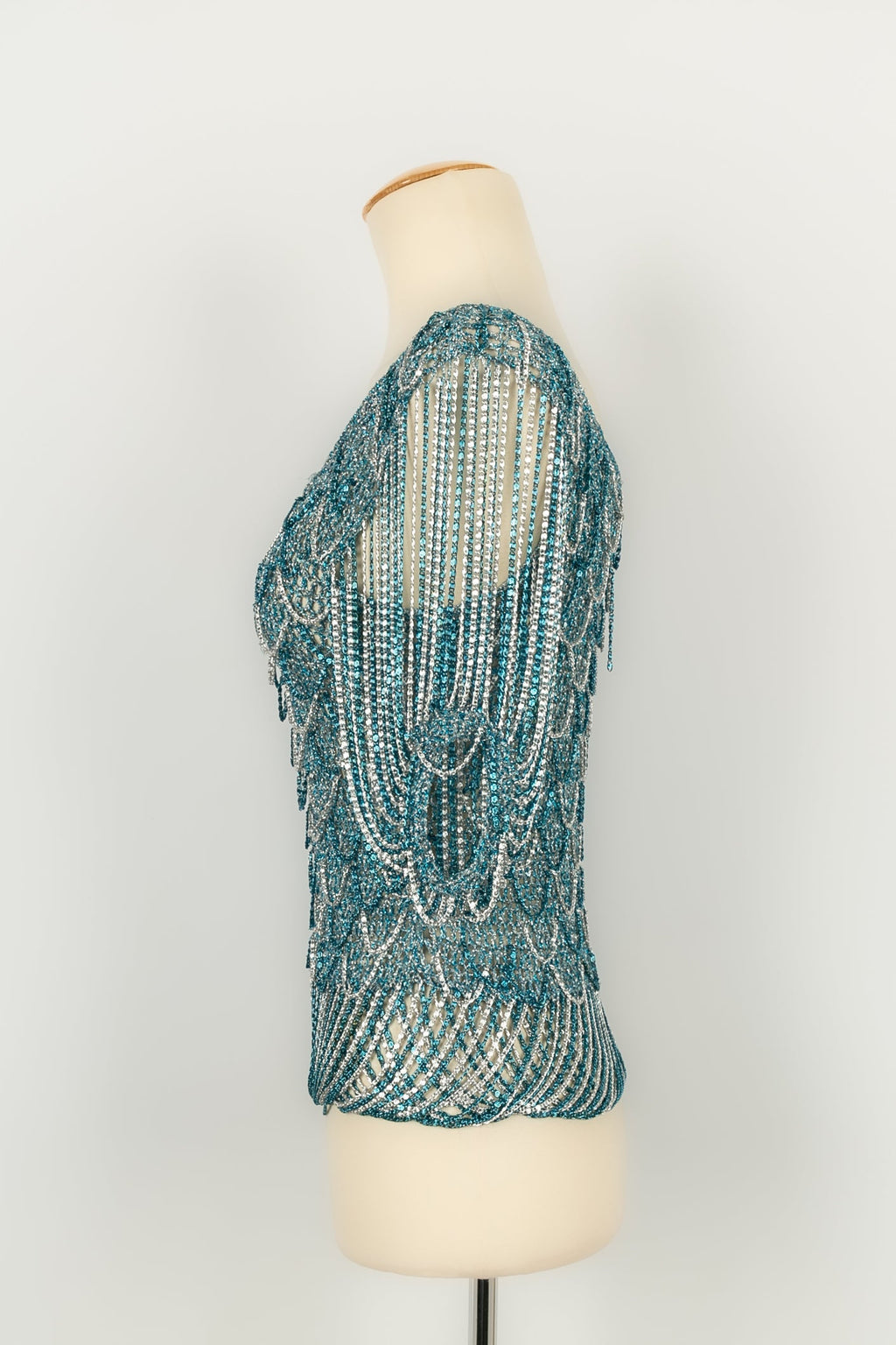 Haut en maille bleue Azzaro
