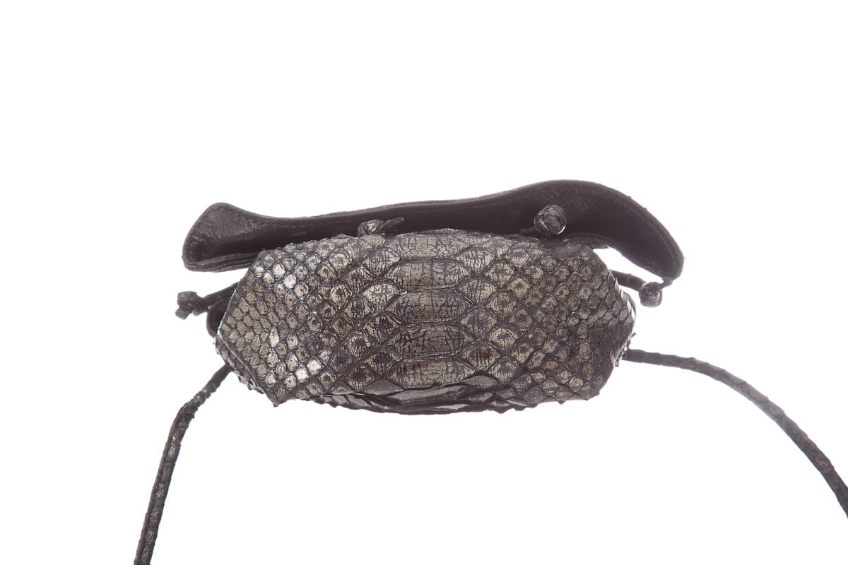 Carlos Falchi Metallic Silver Exotic Skin Mini Cross-Body