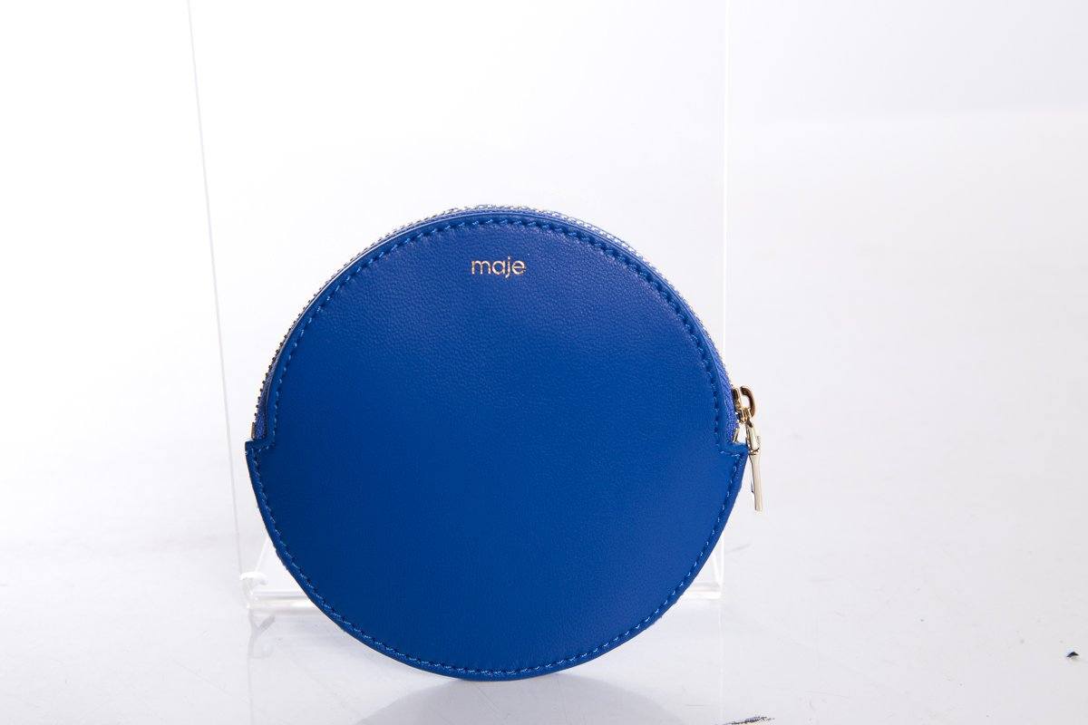 Maje Royal Blue Velvet Quilted Coin Purse