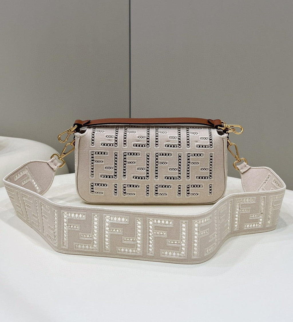 FI Baguette White with Embroidery MeGLAMIum Bag For Woman 28cm/11in