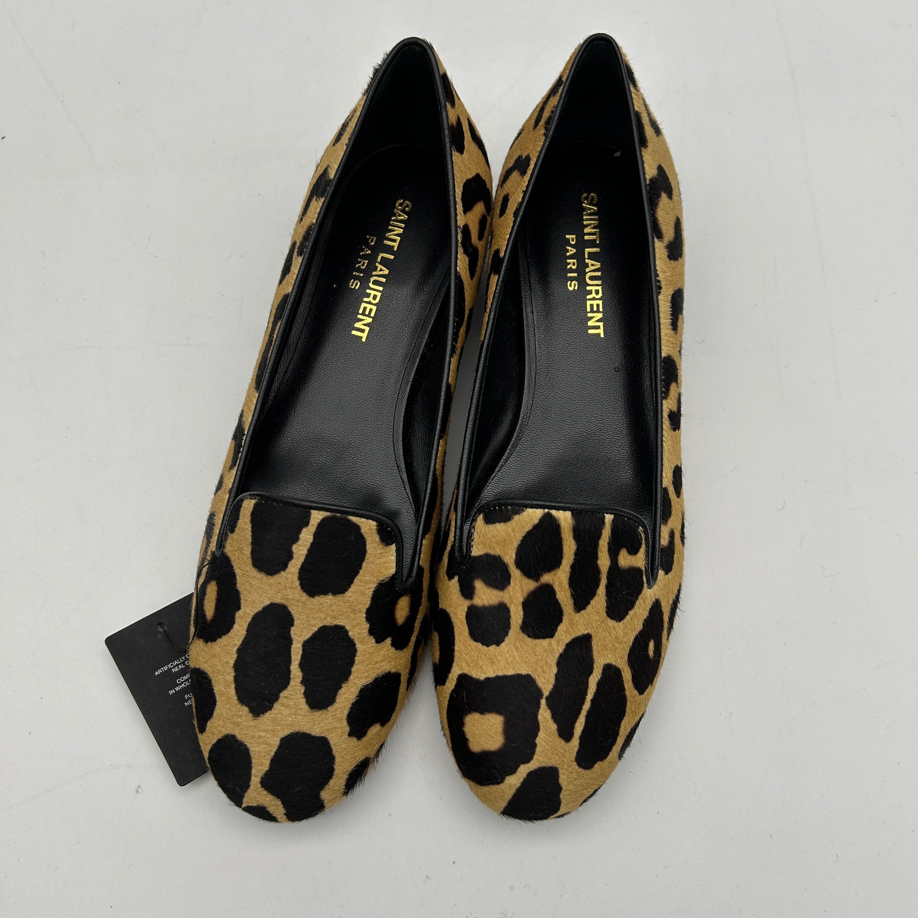 Saint Laurent Paris Brown Leopard Print Calf Hair Tribtoo Platform Pumps US Women`s Size 4 24080809
