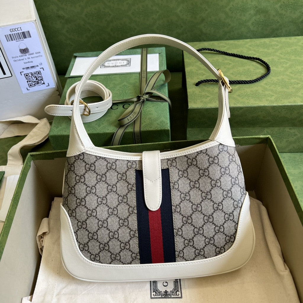 Glami Jackie 1961 Small Shoulder Bag Beige And Ebony Glami Supreme Canvas For Women 11in/28cm 636706 HUHHG 9794