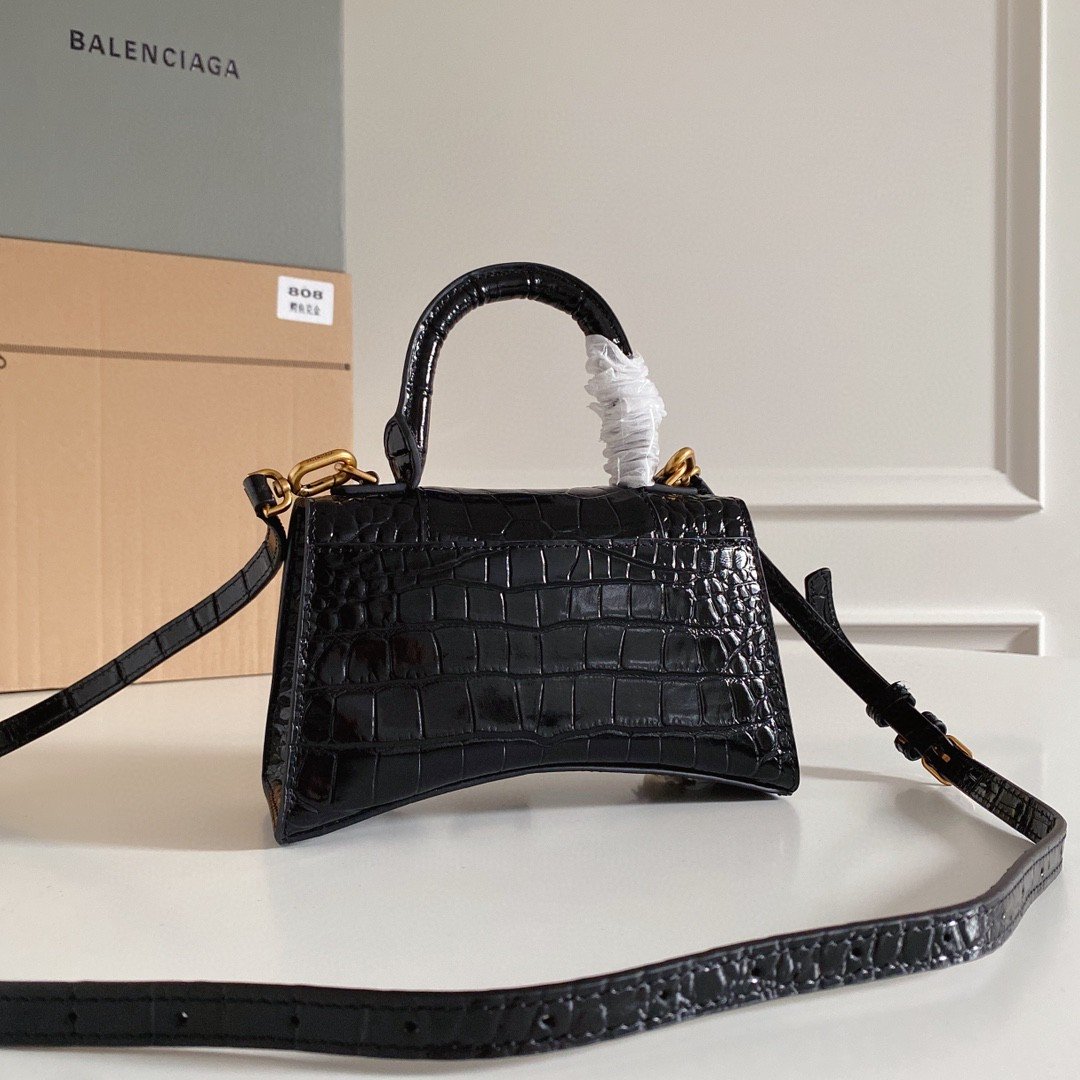 Balen Hourglass XS Handbag In Black, For Women, WomenÃƒÂ¢Ã¢â€šÂ¬Ã¢â€žÂ¢s Bags 7.4in/19cm