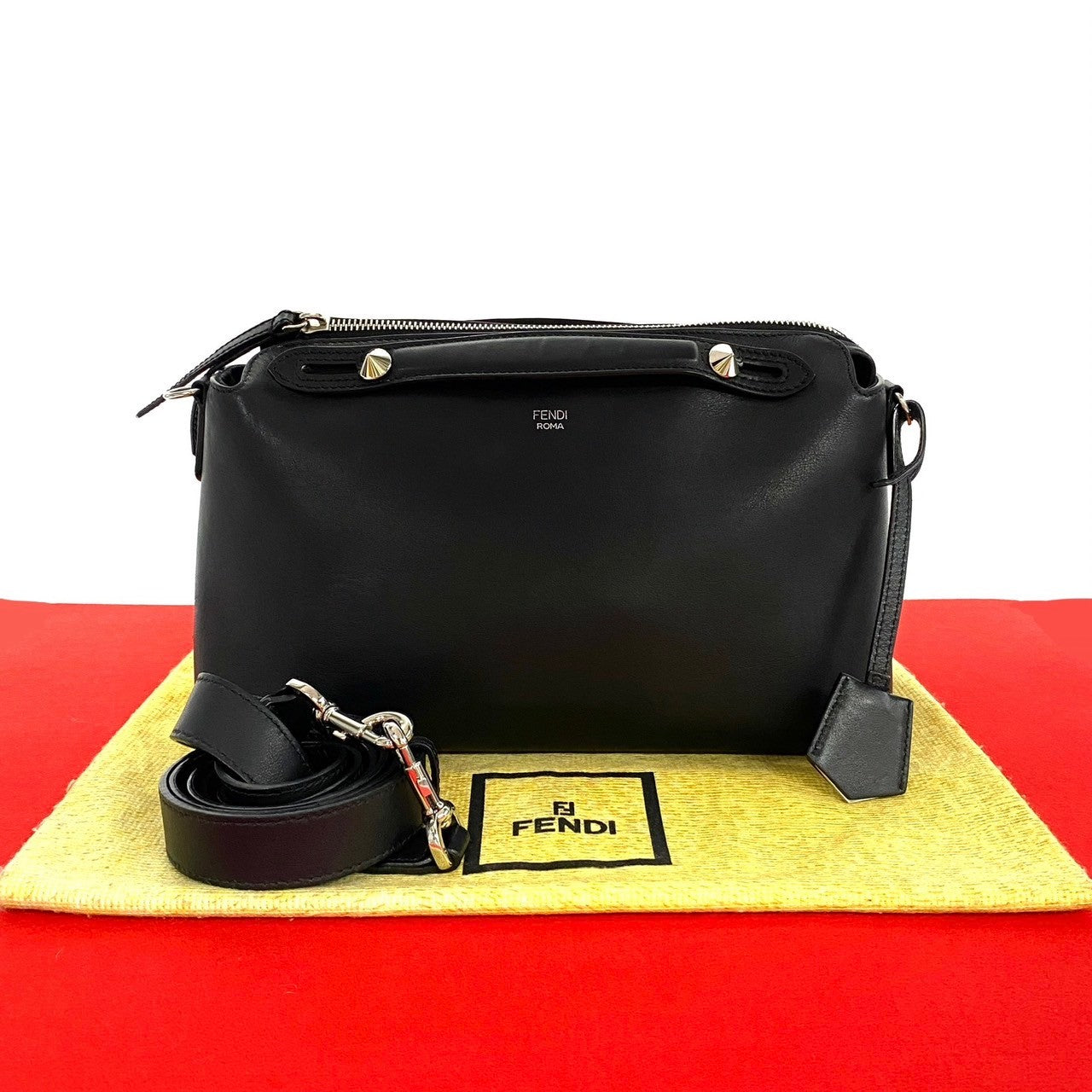 FENDI Shoulder Bag leather black By the way medium