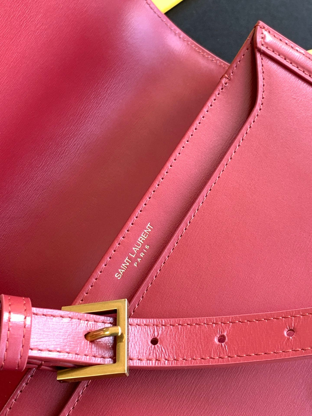 GLAMI Solferino MeGLAMIum Satchel Bag In Box Red With Gold Hardware For Women 9in/23cm YSL 6343050SX0W6805