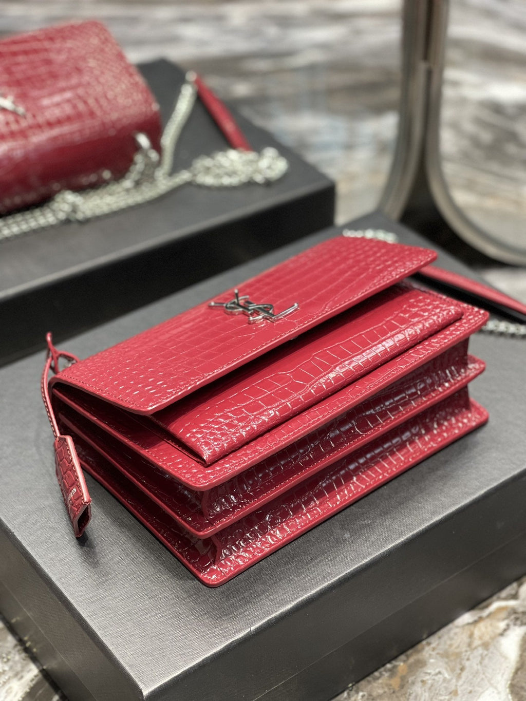 GLAMI Sunset MeGLAMIum Chain Bag Red For Women 8.6in/22cm YSL