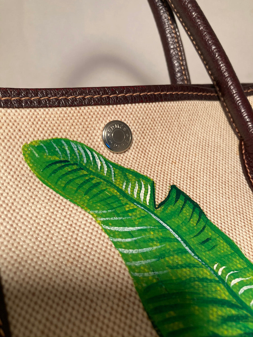 Hermes Hand Painted Banana Leaf Garden Party 35
