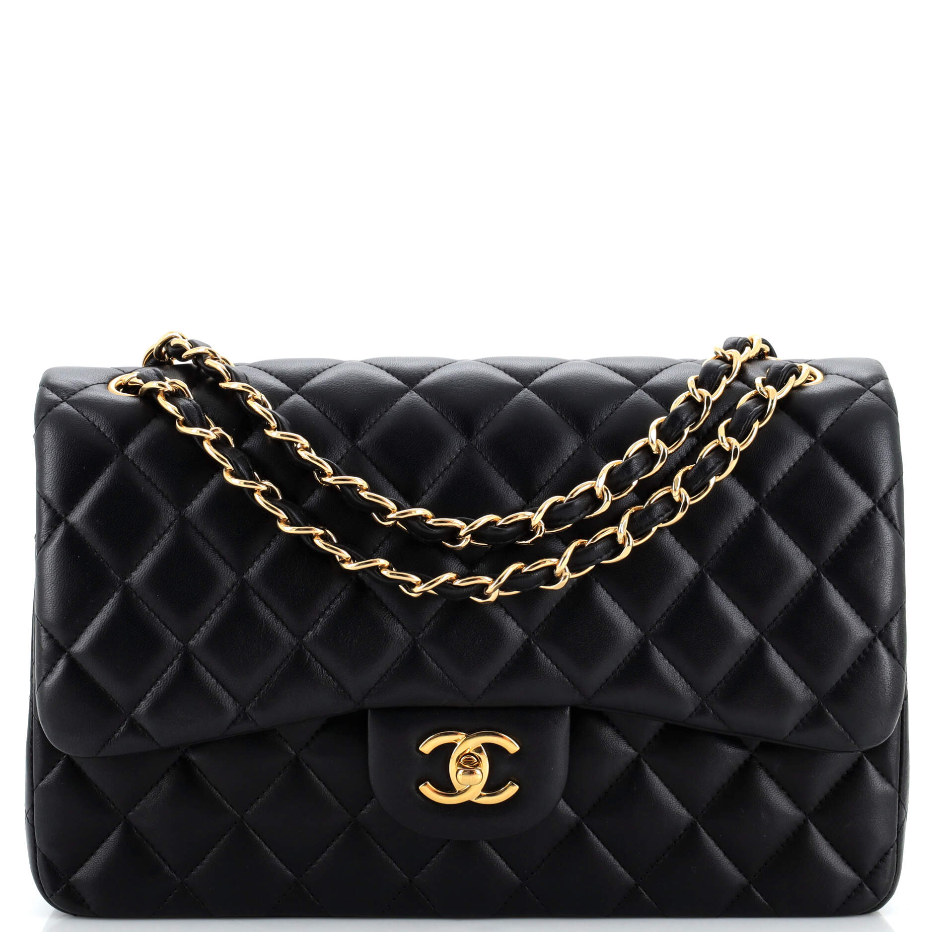 CHANEL Classic Double Flap Bag Quilted Lambskin Jumbo