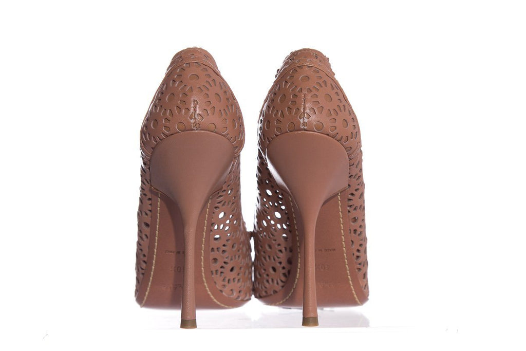 AlaÃƒÆ’Ã‚Â¯a Mauve Lace Cut-Out Round-Toe Pumps SZ 40.5