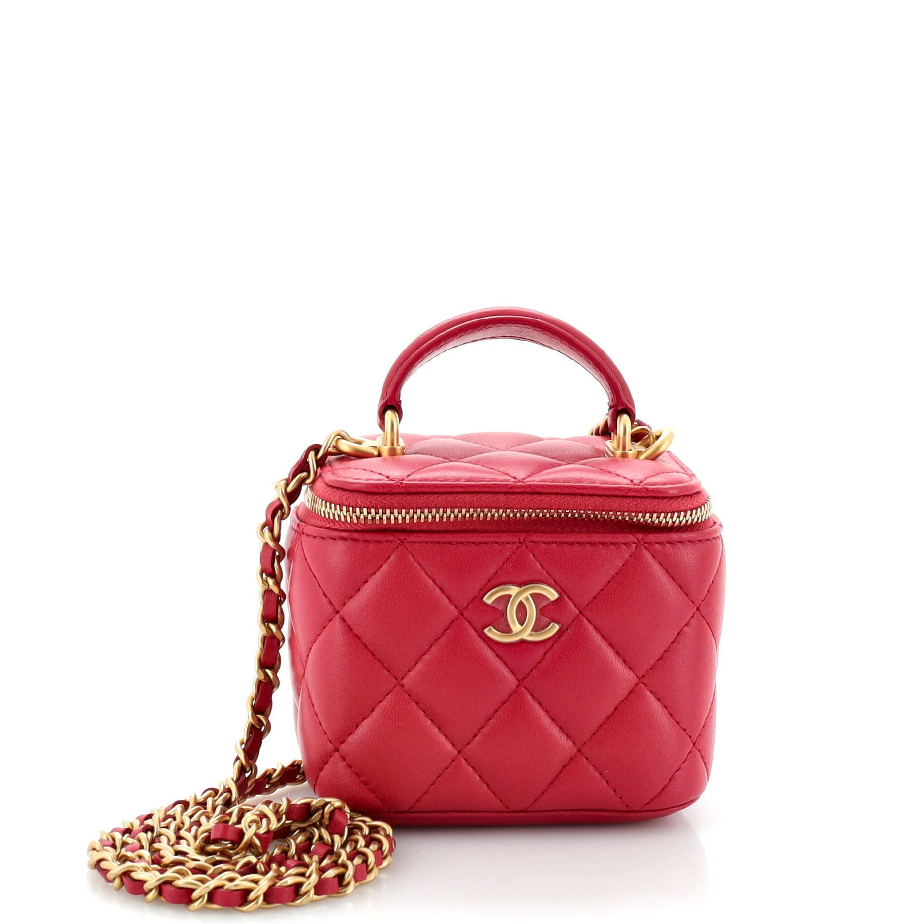 CHANEL Classic Top Handle Vanity Case with Chain Quilted Lambskin Mini